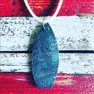 Damascus Surfboard Pendant